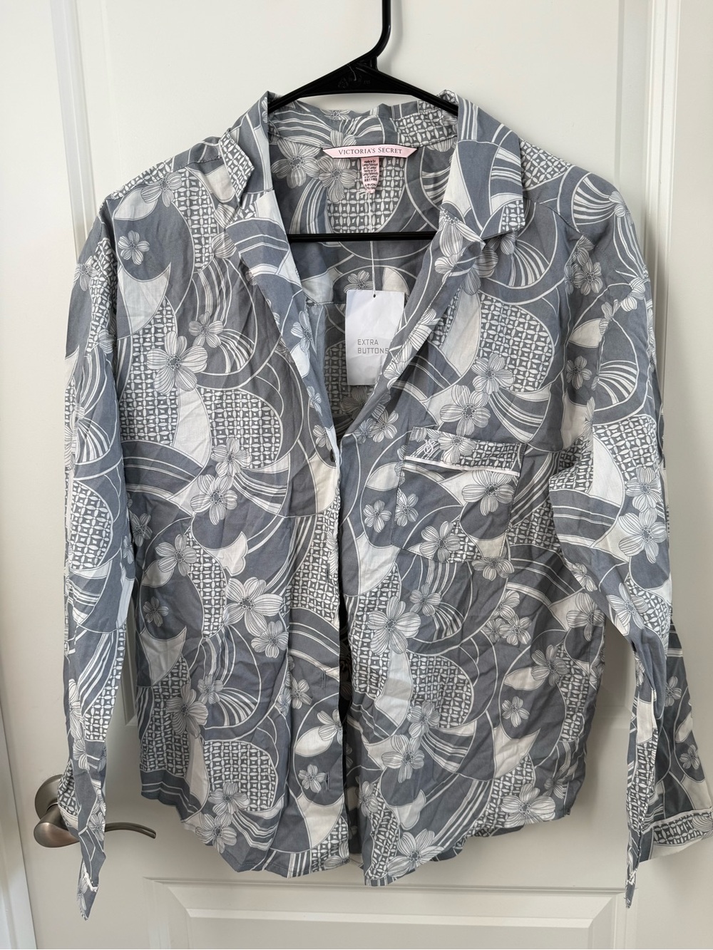 Victoria's Secret Gray and White Floral Button-Down Shirt
